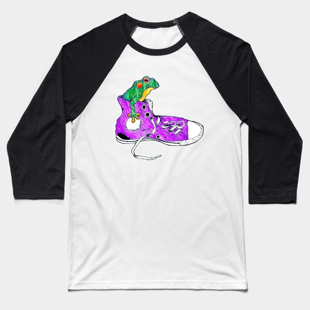 Frog in a Shoe Baseball T-Shirt by Art of V. Cook